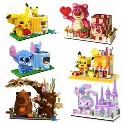 Pikachu Pen Holder Disney Stitch StellaLou Losto Capybara Building Block
