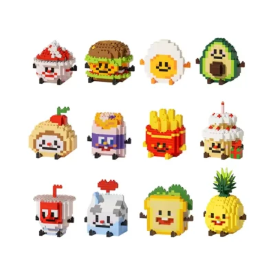Cute Food Children Toys Fruit Drink Hamburger Pineapple Cake Building Blocks