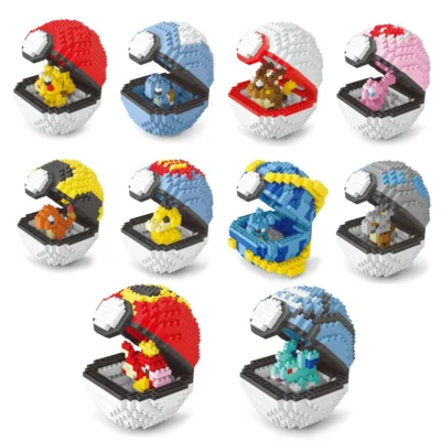 Pokemon Pokeball Anime Action Figure Cartoon Toys Building Blocks