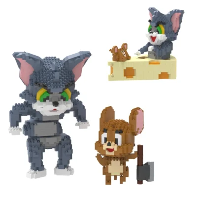 Cute Cat Mouse Game Block Toys Building Blocks